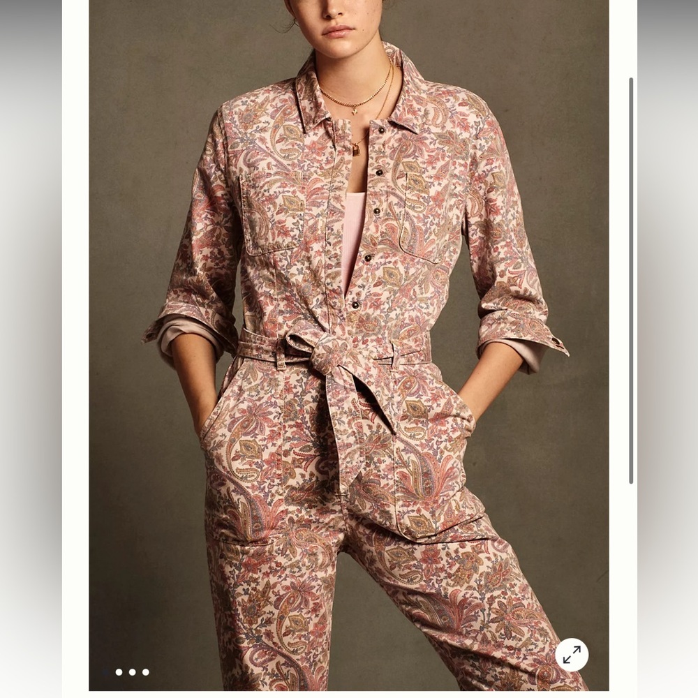 Anthropologie Pink Paisley Jumpsuit
